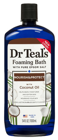 Dr Teal’s Foaming Bath with Pure Epsom Salt – Nourish & Protect with Coconut Oil 34 Oz