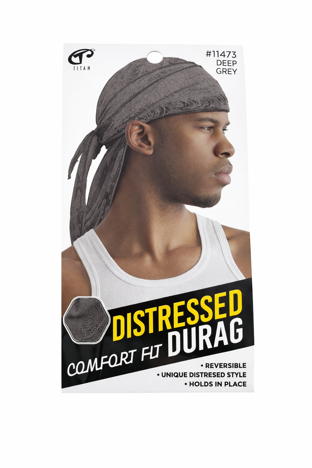 Titan Distressed Comfort Fit Durag Deep Grey #11473 - ANNS BEAUTY SUPPLY