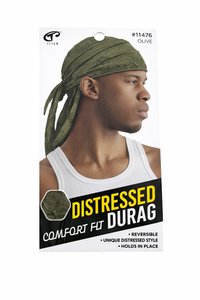 Titan Distressed Comfort Fit Durag Olive #11476 - ANNS BEAUTY SUPPLY