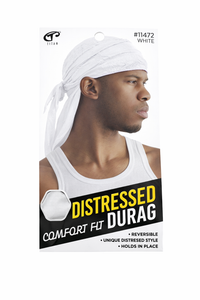 Titan Distressed Comfort Fit Durag White #11472 - ANNS BEAUTY SUPPLY