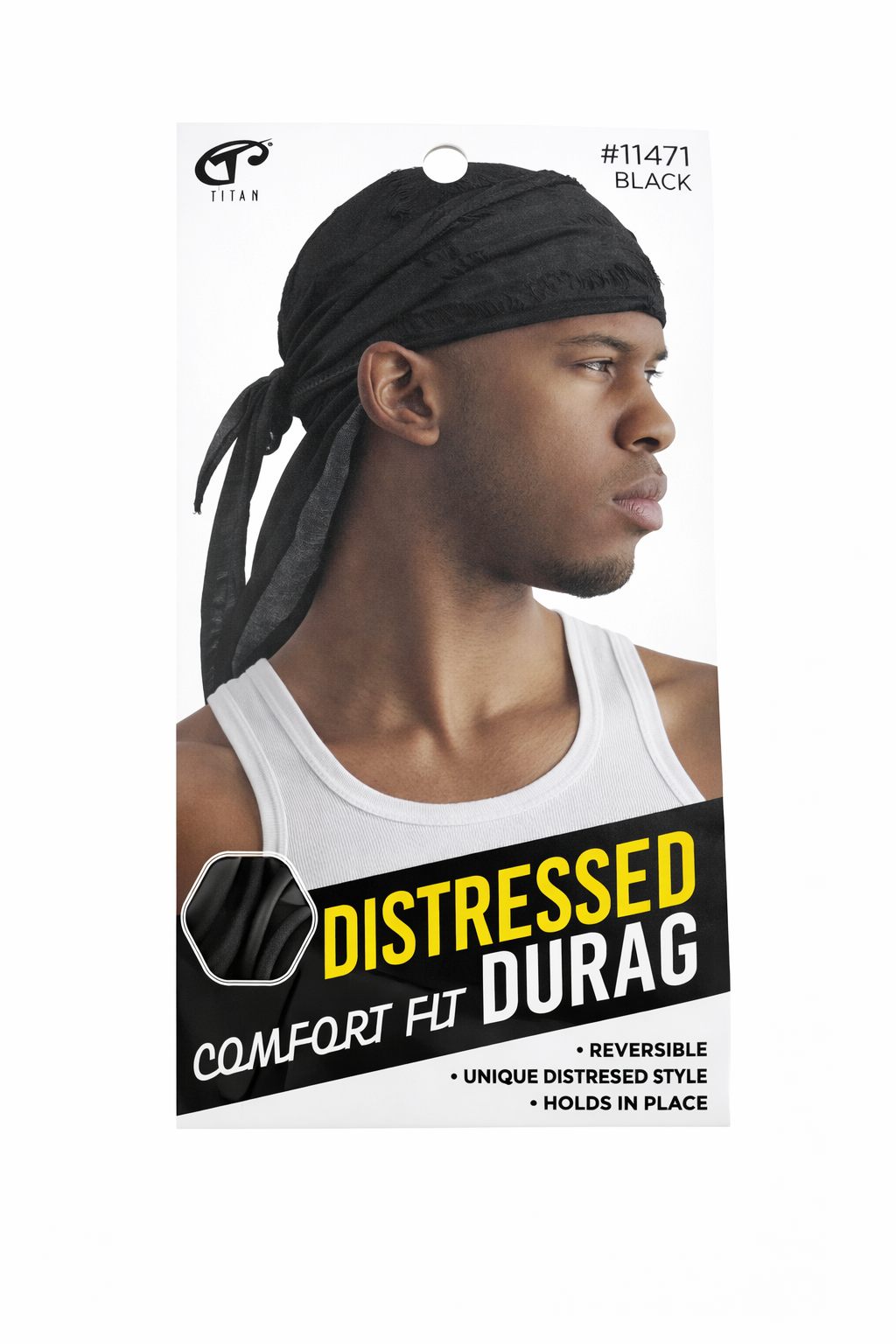 Titan Distressed Comfort Fit Durag Black #11471 - ANNS BEAUTY SUPPLY
