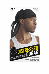 Titan Distressed Comfort Fit Durag Black #11471 - ANNS BEAUTY SUPPLY