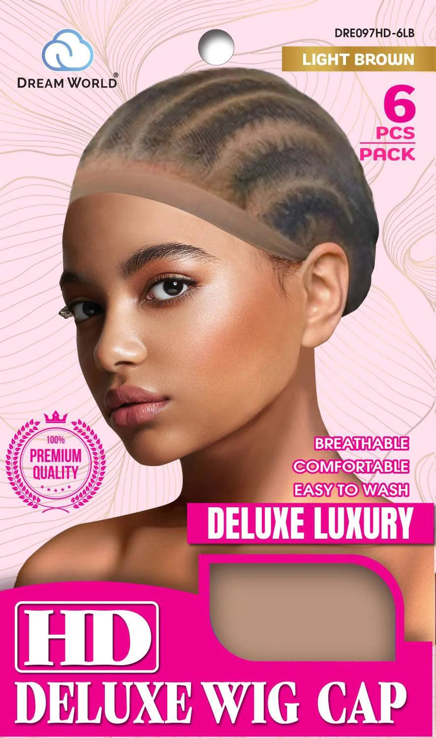 Dream World HD Transparent Deluxe Wig Cap Natural 6 Piece Pack L. Brown DRE097HD-6LB - ANNS BEAUTY SUPPLY