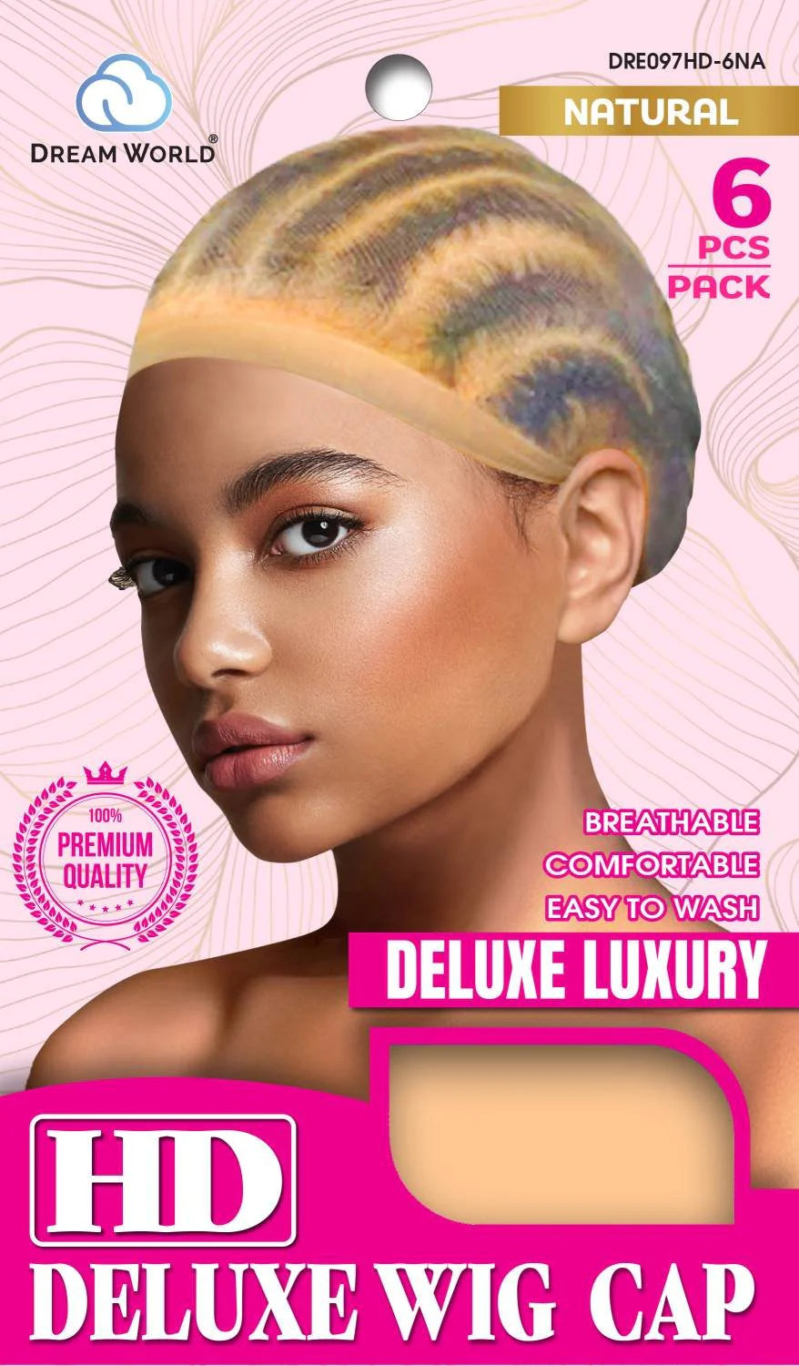 Dream World HD Transparent Deluxe Wig Cap Natural 6 Piece Pack Natural DRE097HD-6NA - ANNS BEAUTY SUPPLY