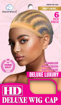 Dream World HD Transparent Deluxe Wig Cap Natural 6 Piece Pack Natural DRE097HD-6NA - ANNS BEAUTY SUPPLY