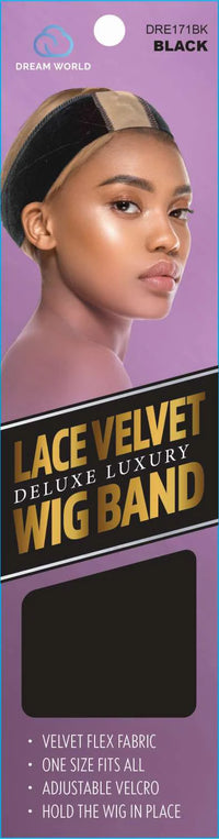 DREAM W-WIG BAND VELVET W/LACE - BLACK