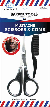 Dream World Barber Tools Mustache Scissors and Comb DRE502 - ANNS BEAUTY SUPPLY