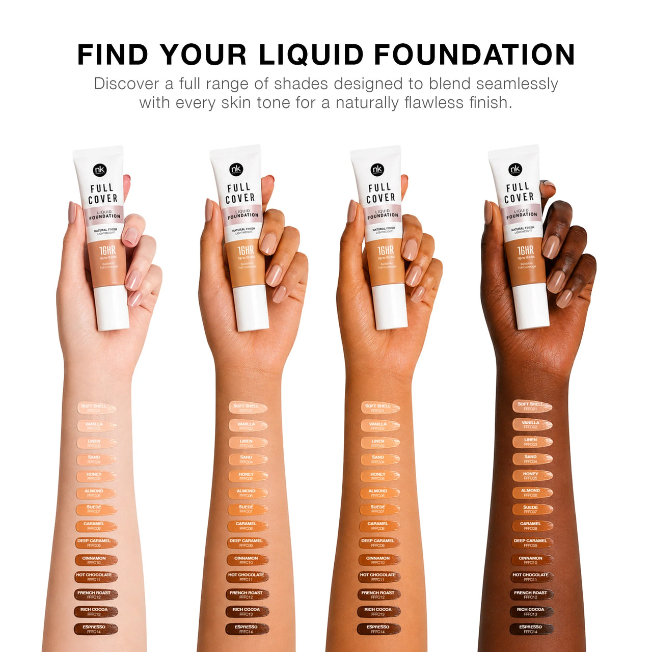 NK New York Full Cover Liquid Foundation FFFC01-14