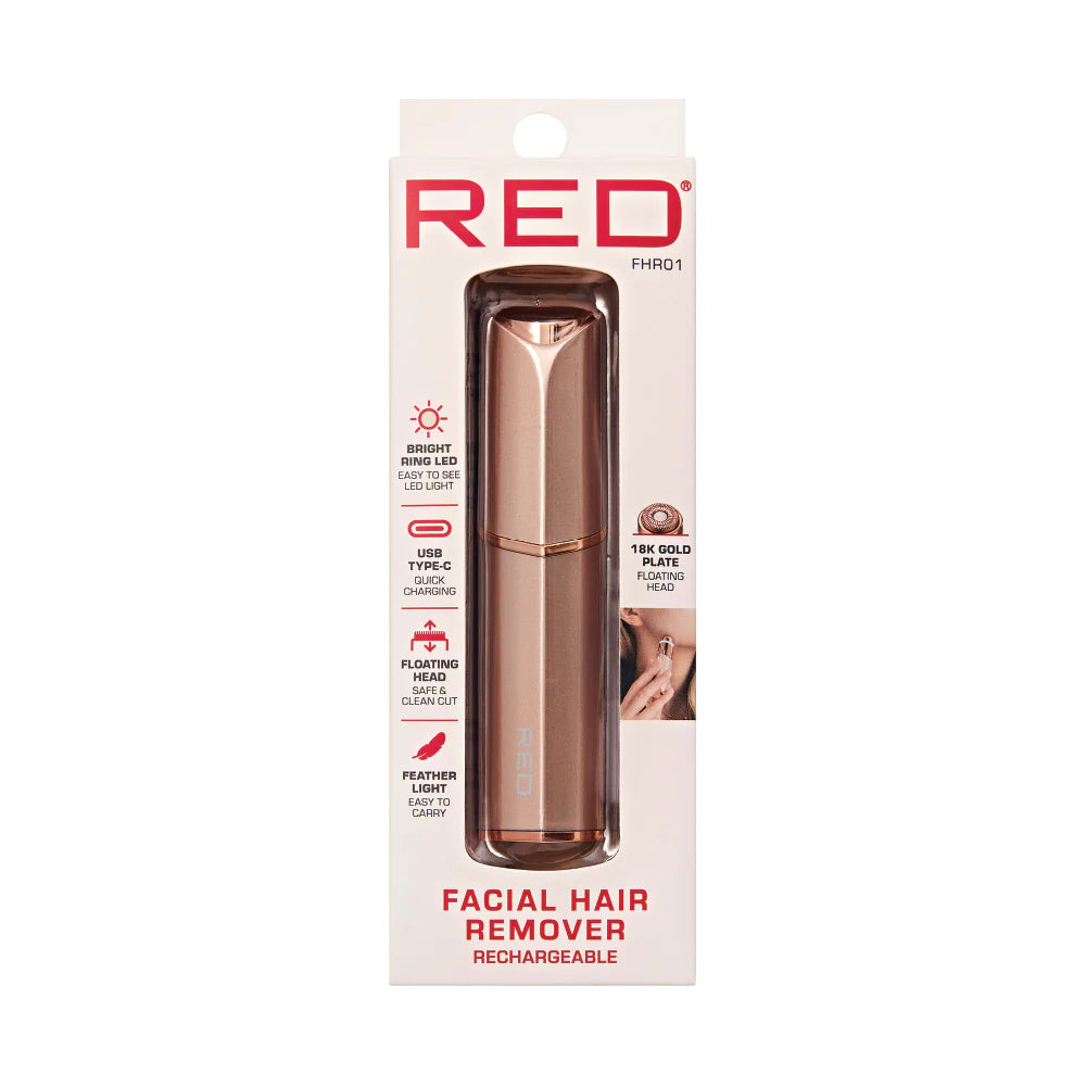 Red by Kiss Rechargeable Facial Hair Remover – 18K Gold Plated (#FHR01) - ANNS BEAUTY SUPPLY