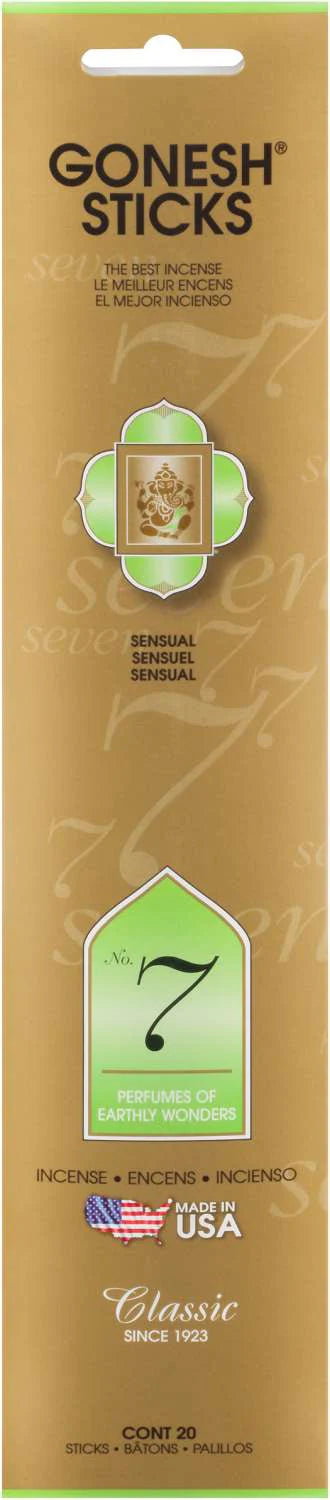 Gonesh Sticks Incense No 7 Perfumes of Earthly Wonders Sensual 20 Sticks - ANNS BEAUTY SUPPLY