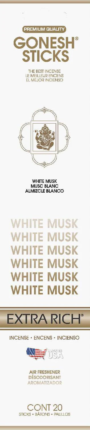 Gonesh Sticks Incense Extra Rich White Musk 20 Sticks - ANNS BEAUTY SUPPLY