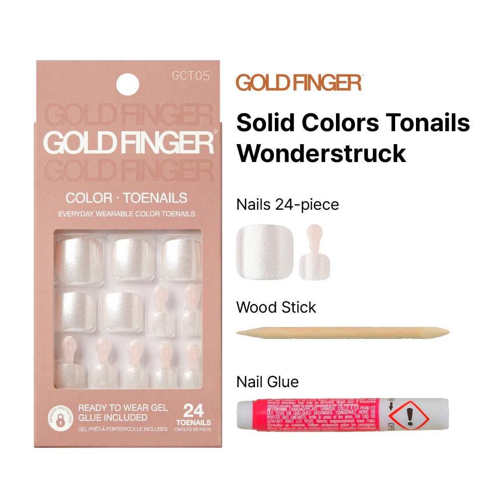 Gold Finger by Kiss Solid Color Ready-to-Wear Gel Toenails – Wonderstruck (GCT05)