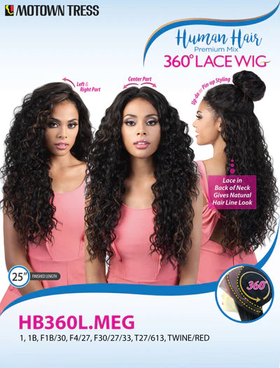 Motown Tress Human Hair Premium Mix 360 Lace Wig HB360L.MEG - ANNS BEAUTY SUPPLY