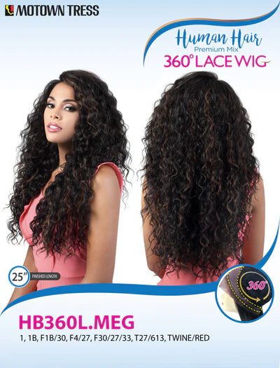 Motown Tress Human Hair Premium Mix 360 Lace Wig HB360L.MEG - ANNS BEAUTY SUPPLY