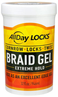 AllDay Locks Braid Gel Extreme Hold 32 fl oz – For Cornrows, Twists & Locs