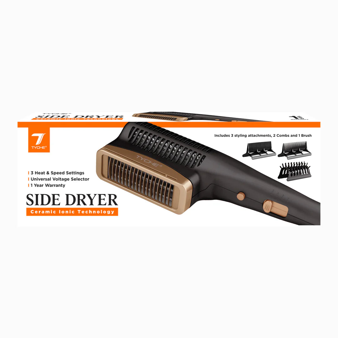 Tyche Side Dryer Ceramic Ionic Hair Dryer with Styling Attachments HDSD01 - ANNS BEAUTY SUPPLY