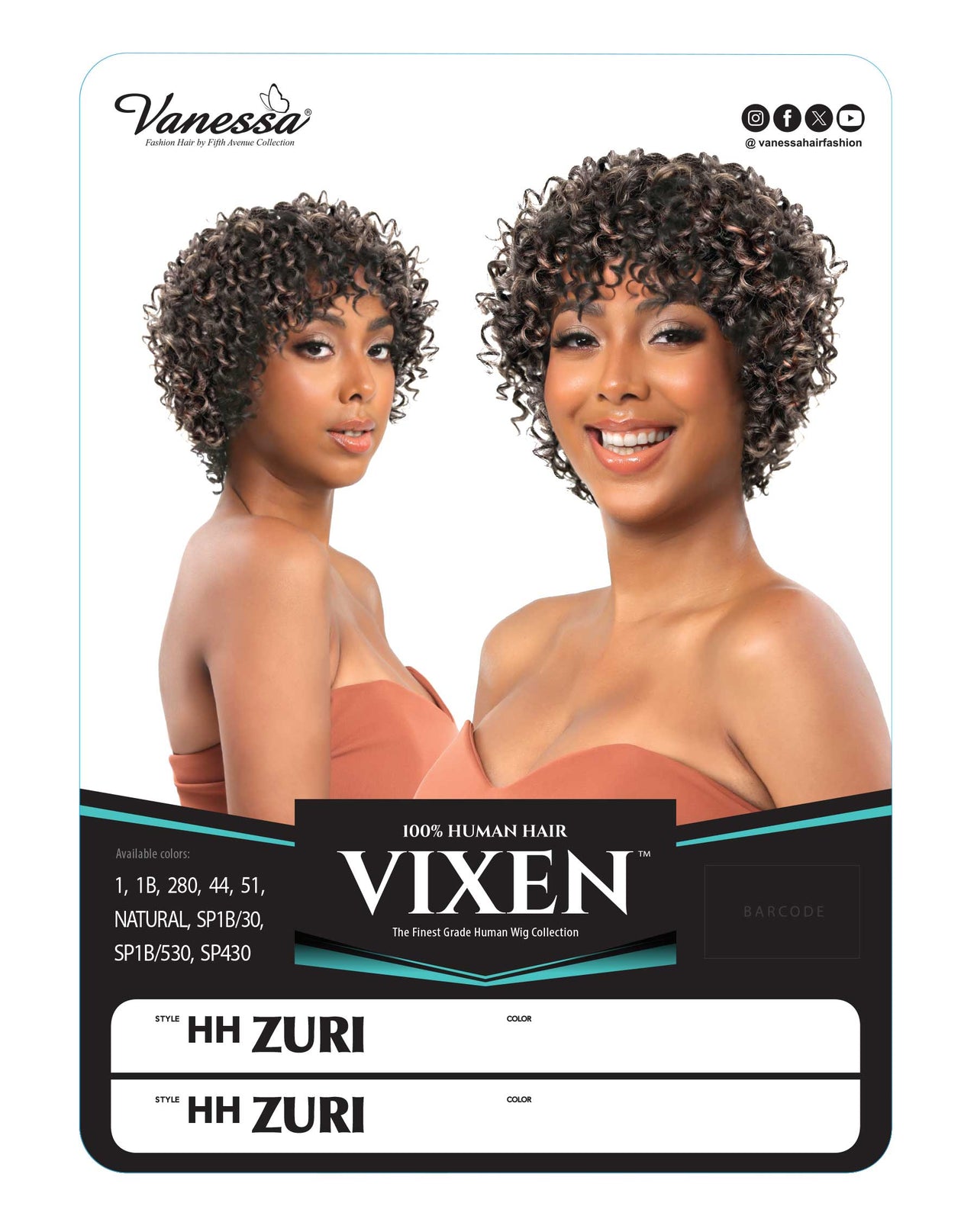 Vanessa Vixen 100% Human Hair Full Wig HH Zuri - ANNS BEAUTY SUPPLY