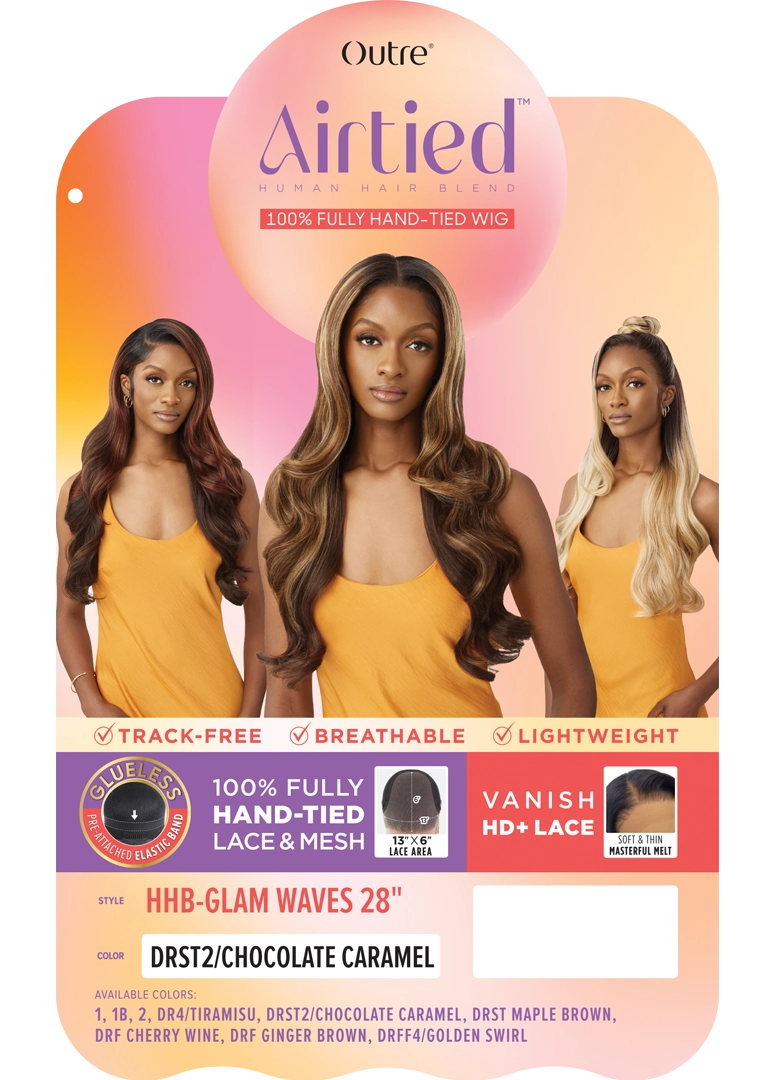 Outre Airtied Human Hair Blend Vanish HD+ Lace Front Wig HHB-Glam Waves 28" QLHBFHGW28 * - ANNS BEAUTY SUPPLY