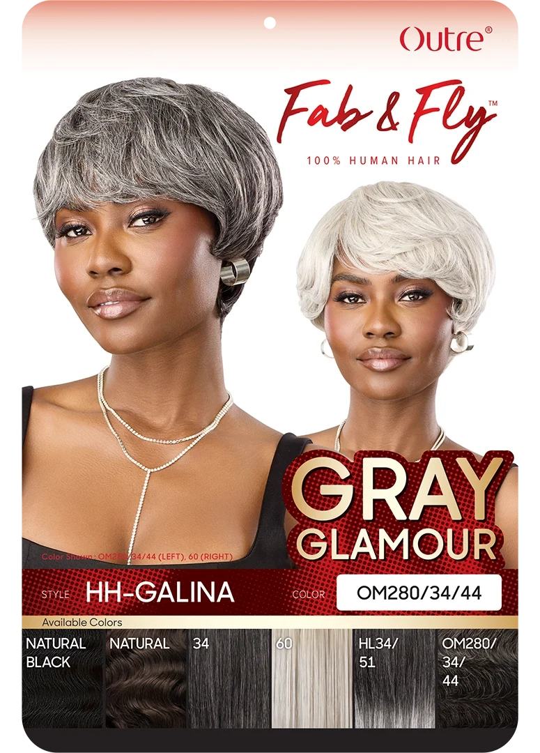 Outre Fab&Fly™ Gray Glamour 100% Unprocessed Human Hair Wig HH Galina QHFGGAL