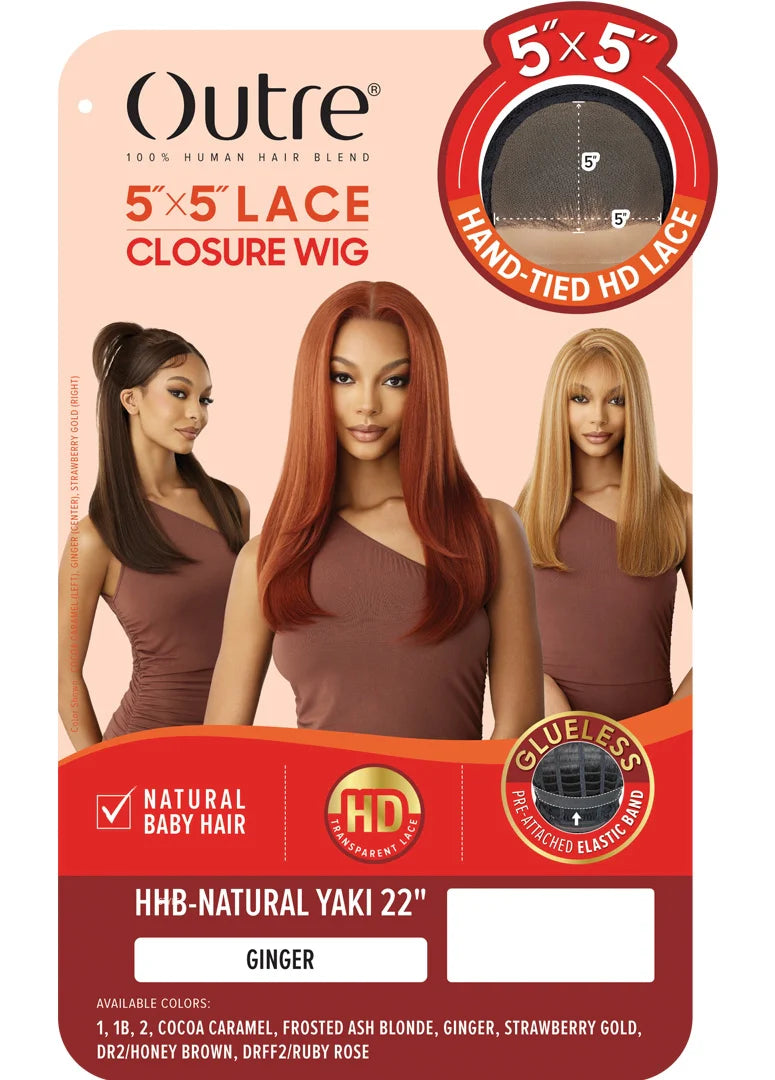 Outre 5"x 5" HD Lace Closure Lace Front Wig HHB-Natural Yaki 22 QLHBO55NY22 - ANNS BEAUTY SUPPLY