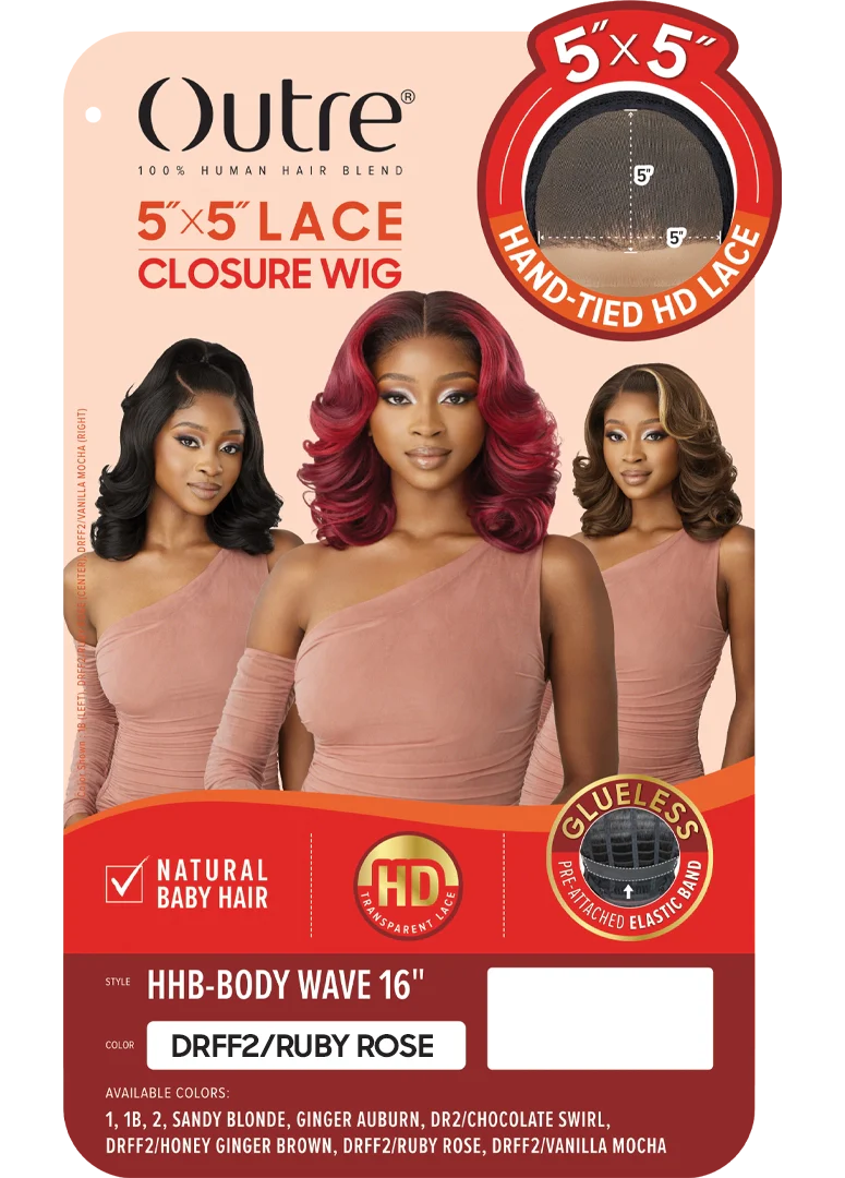 Outre 5"x 5" HD Lace Closure Lace Front Wig HHB-Body Wave 16" QLHBO55BW16 - ANNS BEAUTY SUPPLY