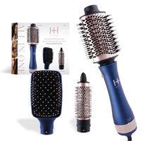 Hot & Hotter All-In-One Interchangeable Hair Dryer Brush, 1 Count Hair Styling Tool Set, Blue - ANNS BEAUTY SUPPLY