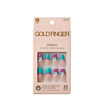 Gold Finger Trendy Ready-to-Wear Gel Nails – Long Coffin Tropical Floral (GD46)