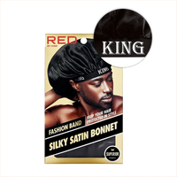 Red by Kiss Men’s Silky Satin Hair Bonnet HD212 BLACK - ANNS BEAUTY SUPPLY