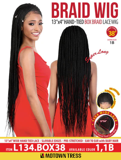 Motown Tress 13x4 Lace Box Braid Wig L134.BOX38 Color 1B - ANNS BEAUTY SUPPLY