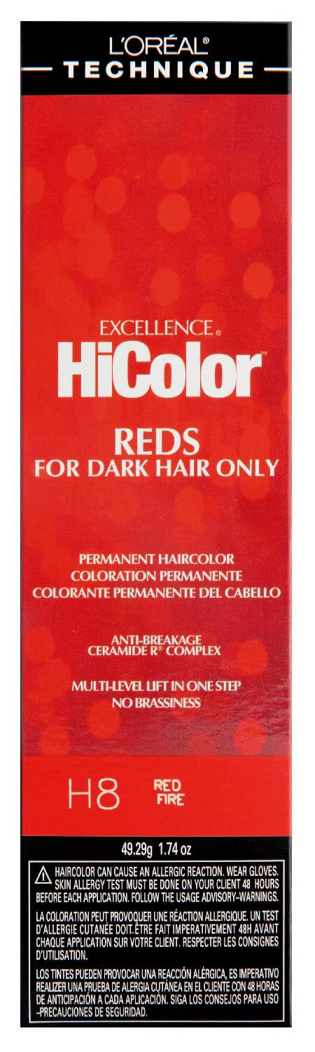 L'Oréal Technique Excellence HiColor H8 Red Fire - Permanent Hair Color for Dark Hair - ANNS BEAUTY SUPPLY