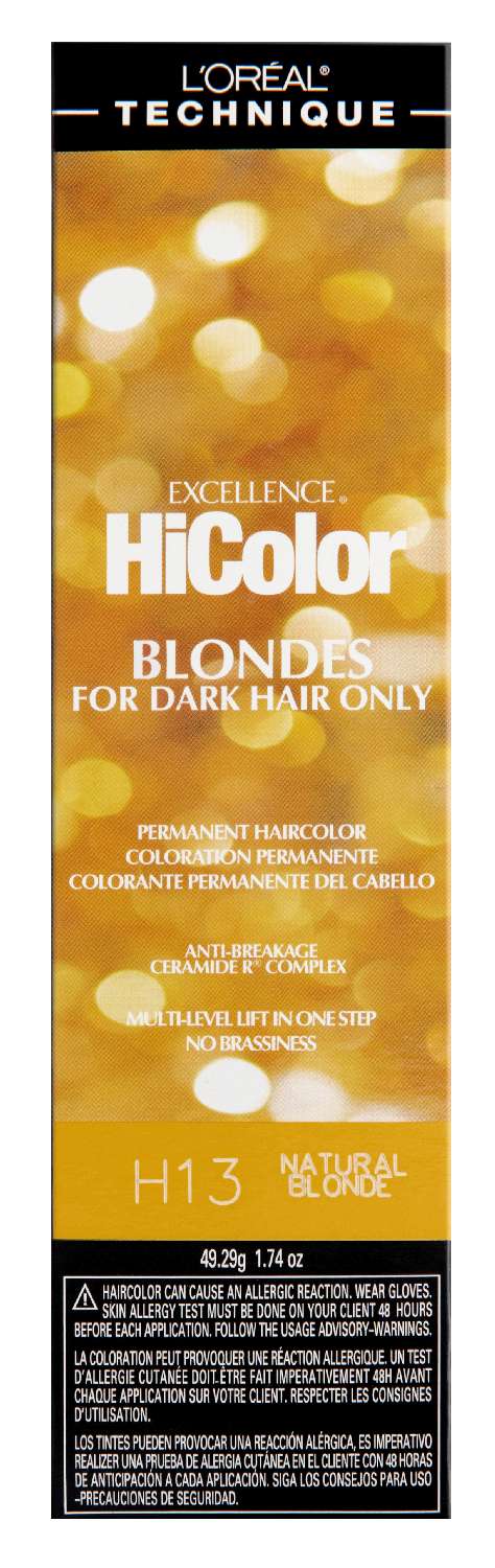 L'Oréal Technique Excellence HiColor Blondes for Dark Hair Only H13 Natural Blonde Permanent Hair Color 1.74 oz