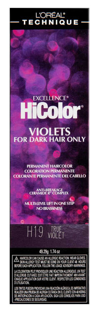L'Oréal Technique Excellence HiColor H19 True Violet - Permanent Hair Color for Dark Hair - ANNS BEAUTY SUPPLY