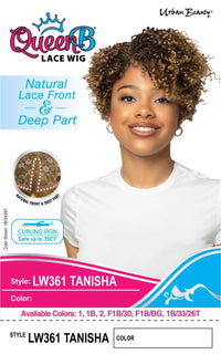 Urban Beauty Queen B Natural Lace Front Deep Part Short Curly Wig LW361 Tanisha
