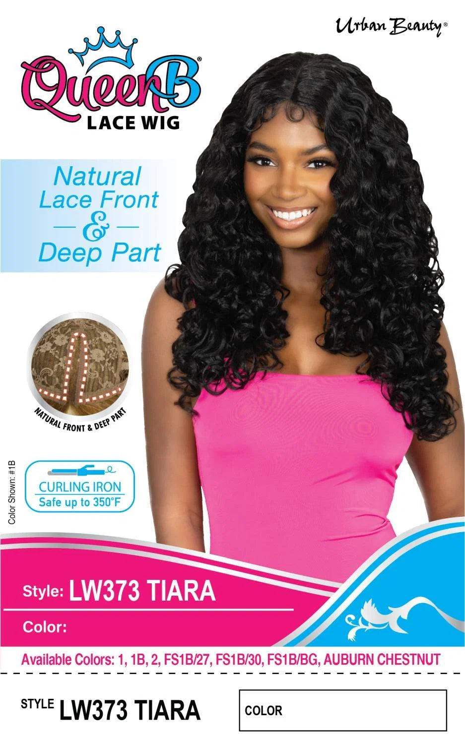 Urban Beauty Queen B Natural Lace Front Deep Part Curly Wig LW373 Tiara