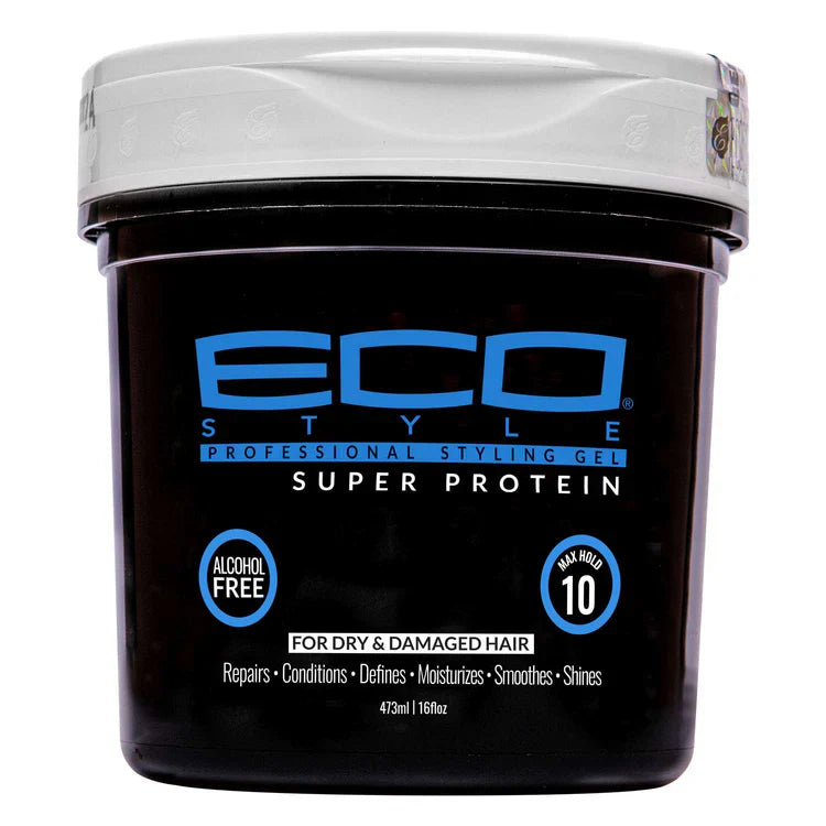 Eco Style Super Protein Styling Gel 16oz Alcohol Free Max Hold 10 16 Oz - ANNS BEAUTY SUPPLY