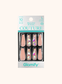 Glamify Couture Press On Nails Coffin X Long Nude Multi Crystal Accent NTCT12 - ANNS BEAUTY SUPPLY