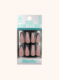 Glamify Couture Press On Nails Coffin X Long Nude Crystal Accent NTCT16 - ANNS BEAUTY SUPPLY
