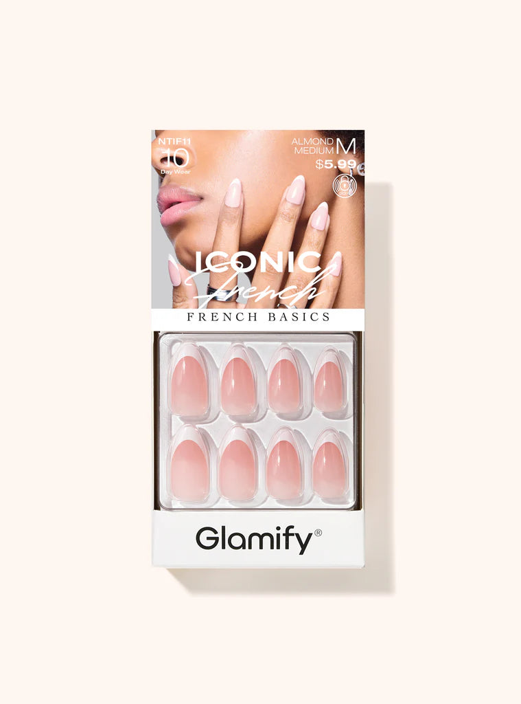 Glamify Iconic French Basics Press On Nails – Almond Medium NTIF11