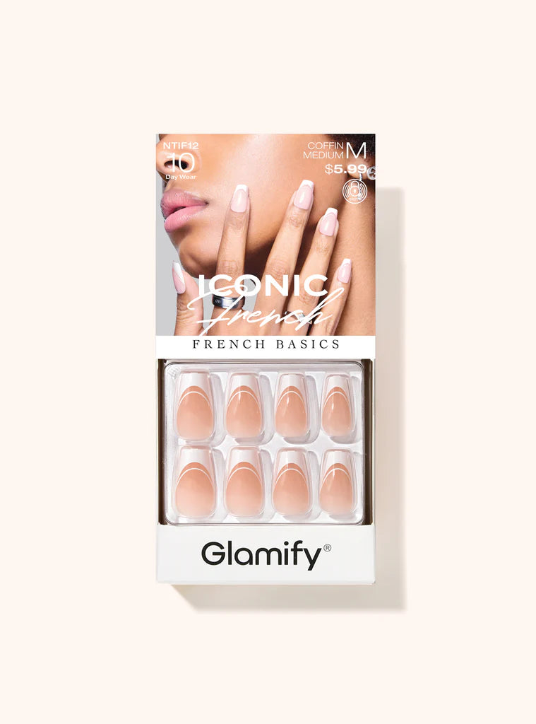 Glamify Iconic French Basics Press On Nails – Coffin Medium NTIF12 - ANNS BEAUTY SUPPLY