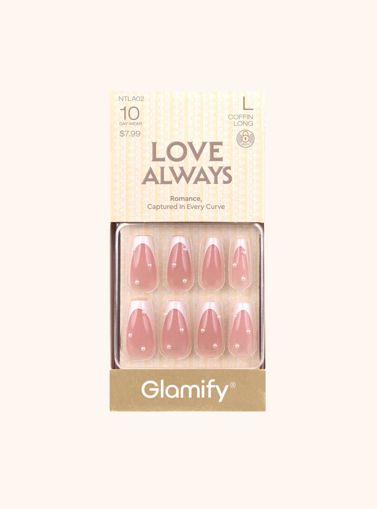 Glamify Love Always Press On Nails Coffin Long Style NTLA02 - ANNS BEAUTY SUPPLY