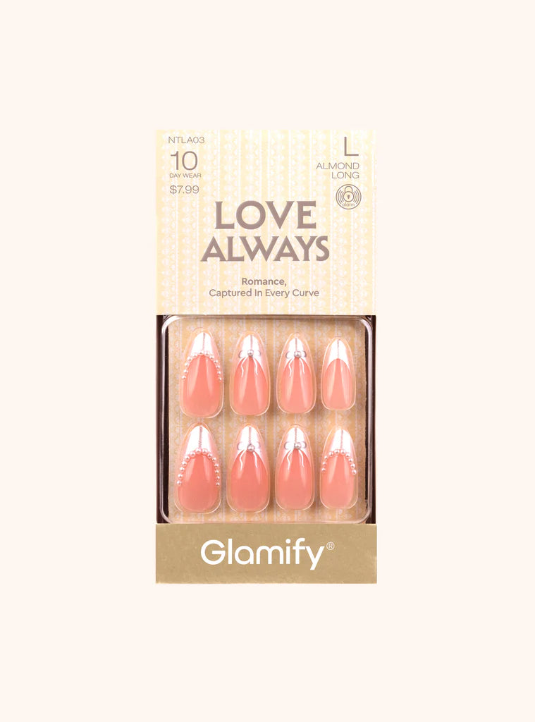 Glamify Love Always Press On Nails Almond Long Style NTLA03 - ANNS BEAUTY SUPPLY