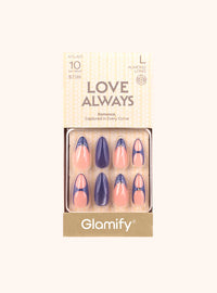 Glamify Love Always Press On Nails Almond Long Navy Blush Accent NTLA07 - ANNS BEAUTY SUPPLY