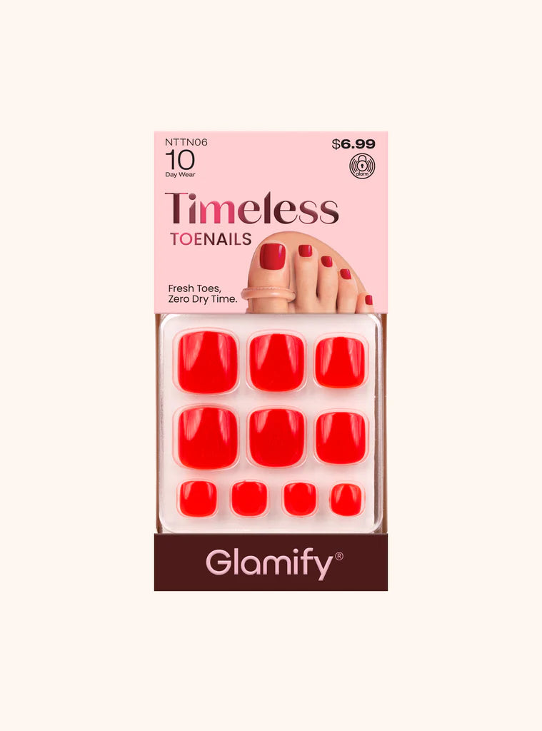 Glamify Timeless Toenails Press On Classic Red NTTN06 - ANNS BEAUTY SUPPLY