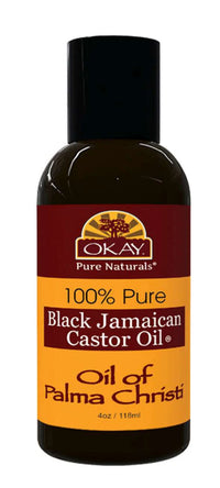 OKAY 100% Pure Black Jamaican Castor Oil Oil of Palma Christi 4 Oz - ANNS BEAUTY SUPPLY
