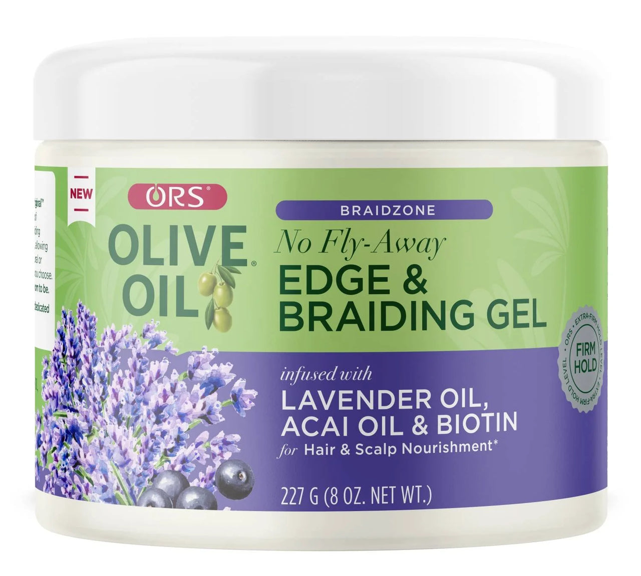ORS Olive Oil Braidzone Edge and Braiding Gel No Fly Away Lavender Acai Biotin 8 oz - ANNS BEAUTY SUPPLY