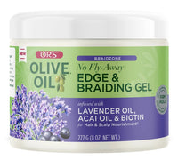 ORS Olive Oil Braidzone Edge and Braiding Gel No Fly Away Lavender Acai Biotin 8 oz - ANNS BEAUTY SUPPLY
