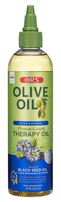 ORS Olive Oil Promote Growth Therapy Oil 6 fl oz – Infused with Black Seed Oil for Strength & Shine