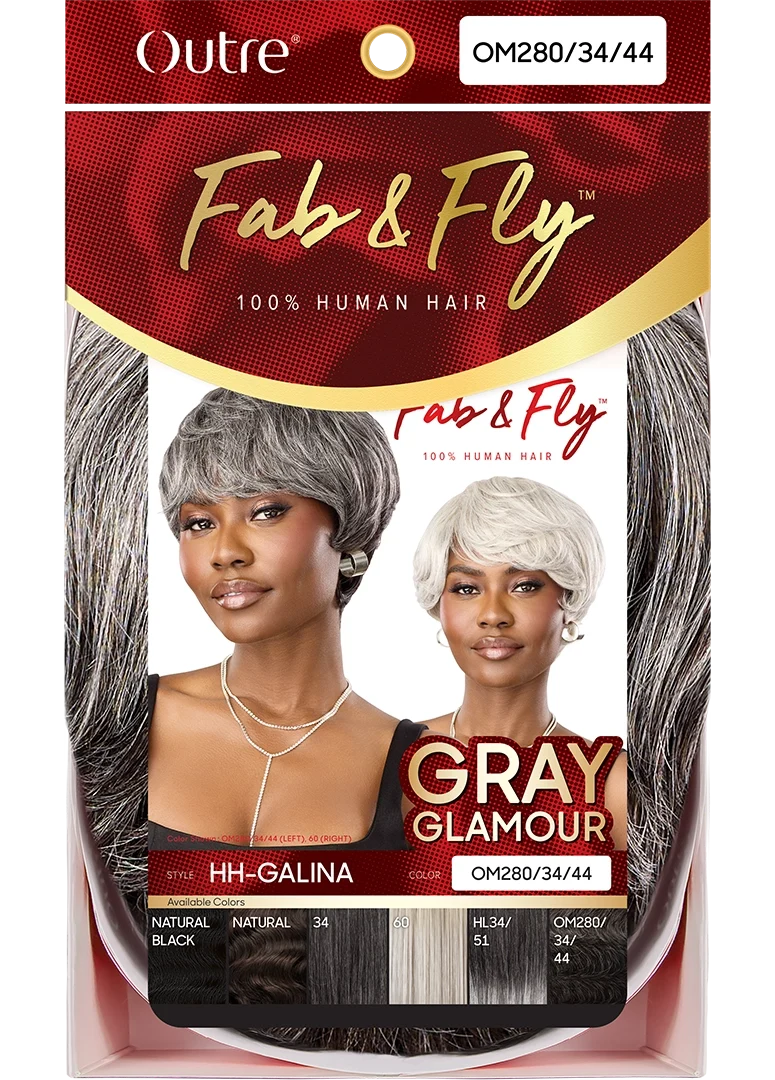 Outre Fab&Fly™ Gray Glamour 100% Unprocessed Human Hair Wig HH Galina QHFGGAL
