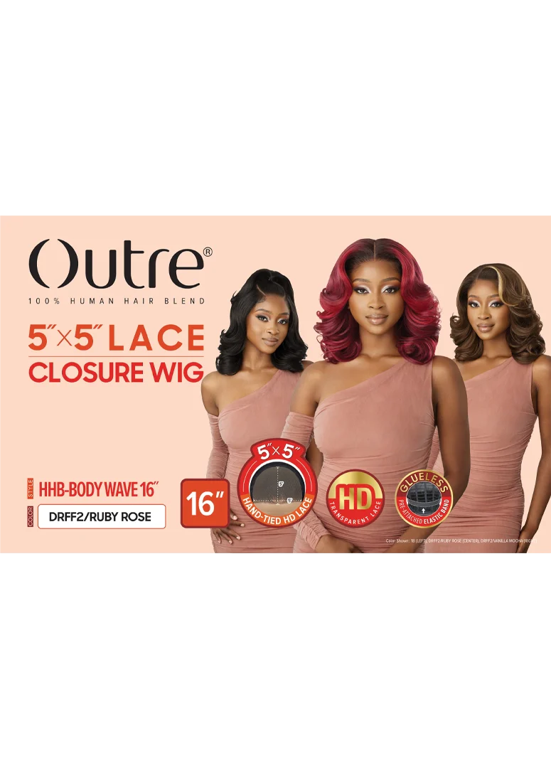 Outre 5"x 5" HD Lace Closure Lace Front Wig HHB-Body Wave 16" QLHBO55BW16 - ANNS BEAUTY SUPPLY