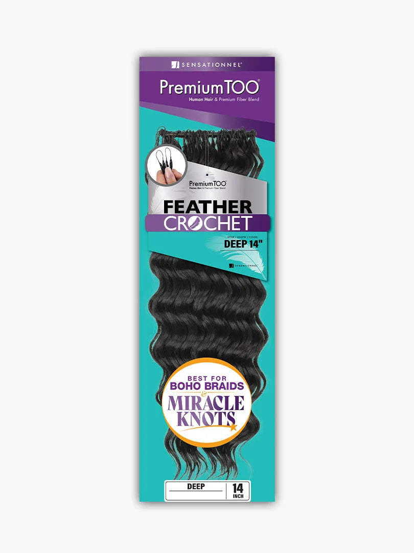 Sensationnel Premium Too Feather Crochet Deep Wave 14 Inch Human Hair Blend Braiding Hair - ANNS BEAUTY SUPPLY